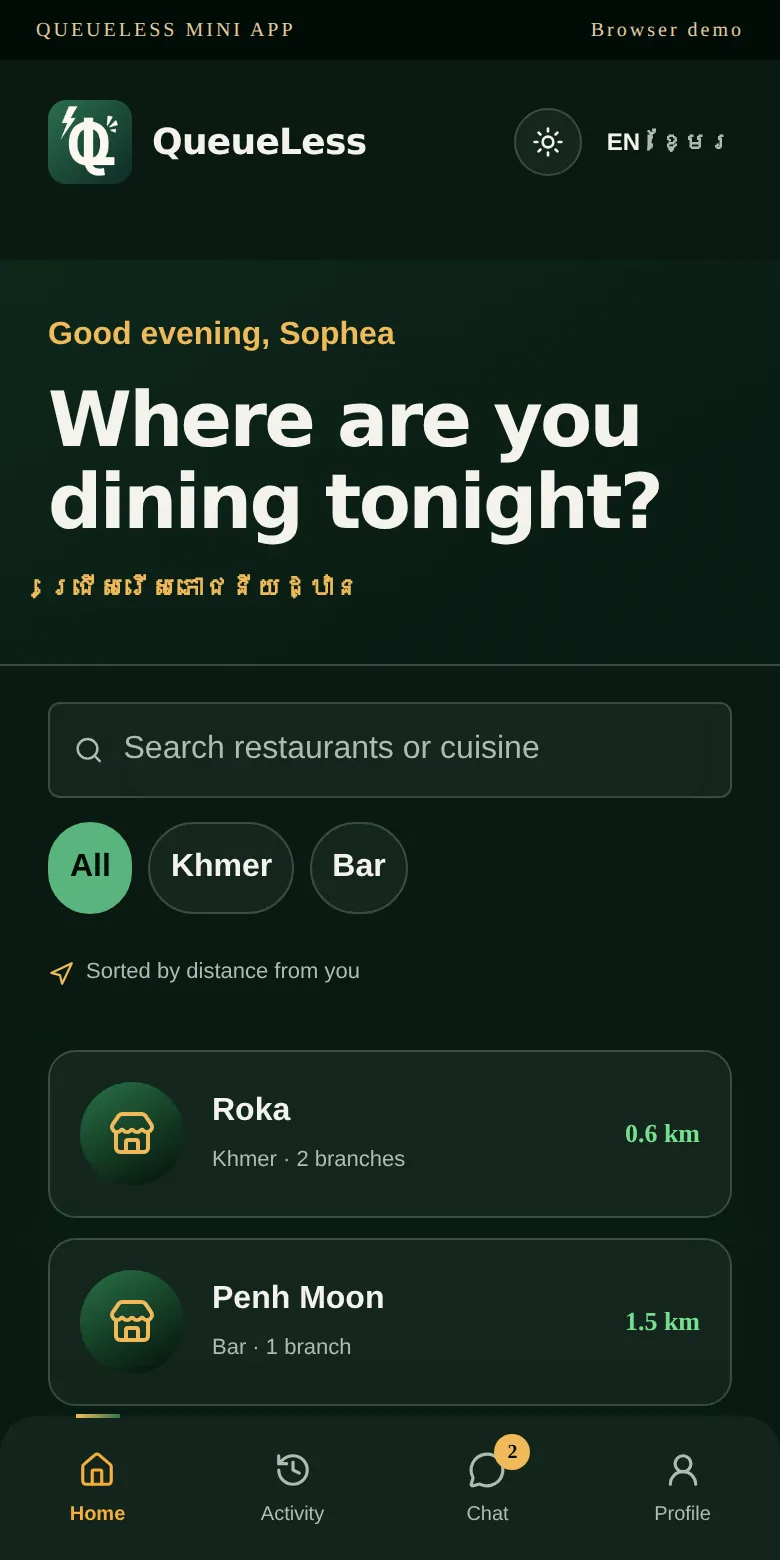 Dark mode screen