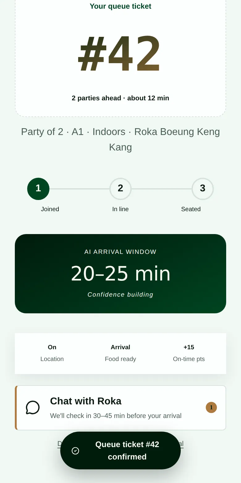 A live ticket screen
